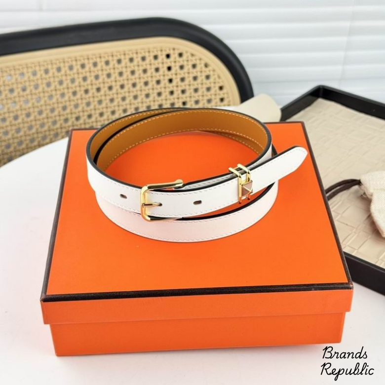 Hermès 20MM Pop H 15 White Leather Belt With Hardware In Different Buckle Colors