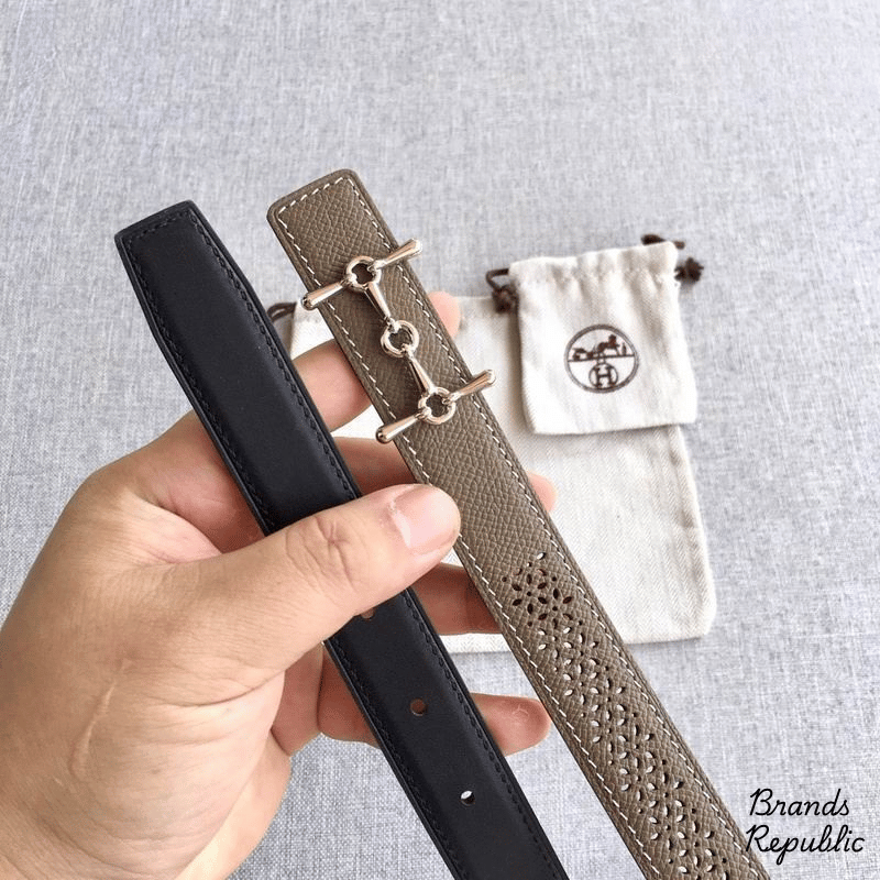 Hermès 24MM Mors H Grey Reversible Belt