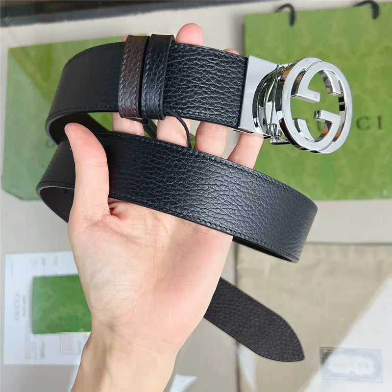 gucci reversible belt in textured leather