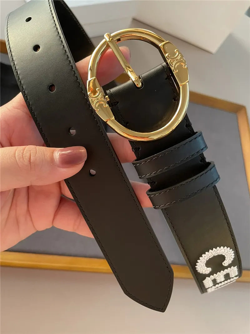celine embroidered belt in vintage calfskin