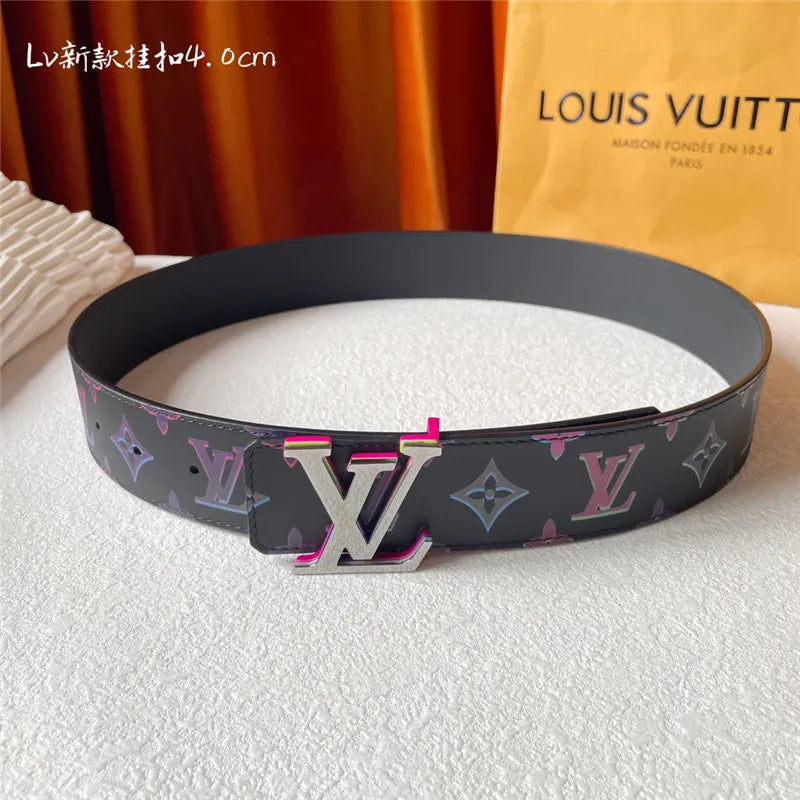 louis vuitton LV classic print with black plain bottom belt