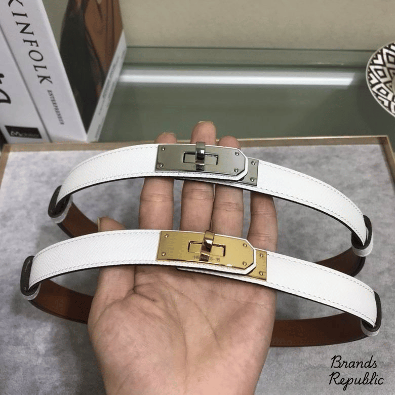 Hermès 25MM White Kelly Belt In Different Buckle Colors