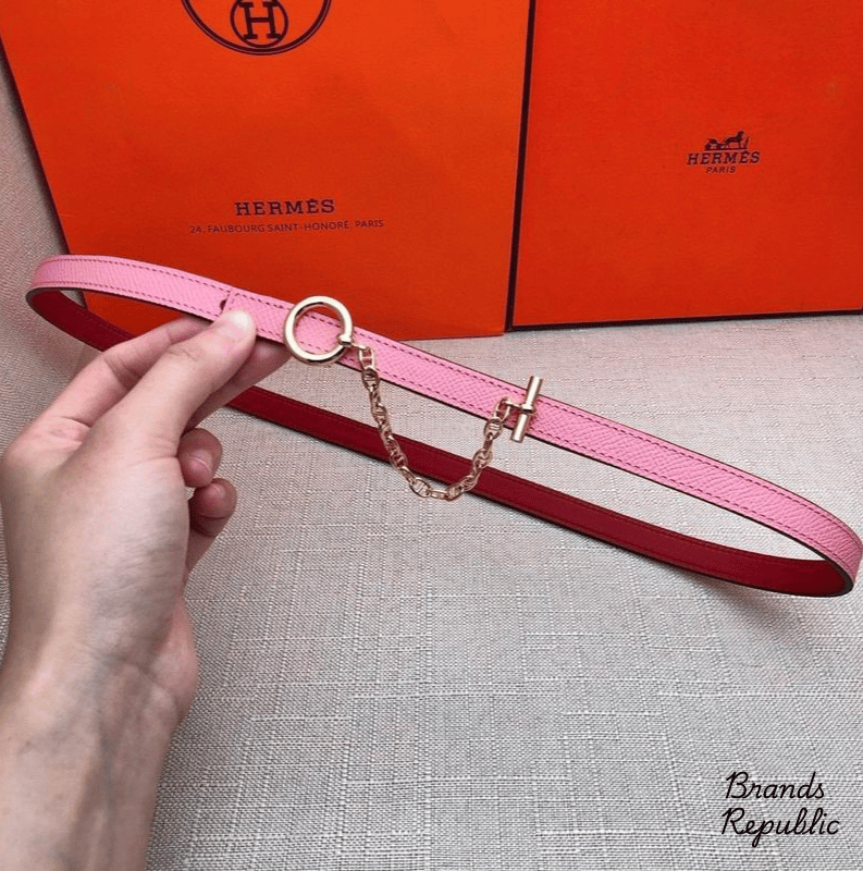 Hermès 13MM Pink Carrousel Reversible Belt In Different Buckle Colors