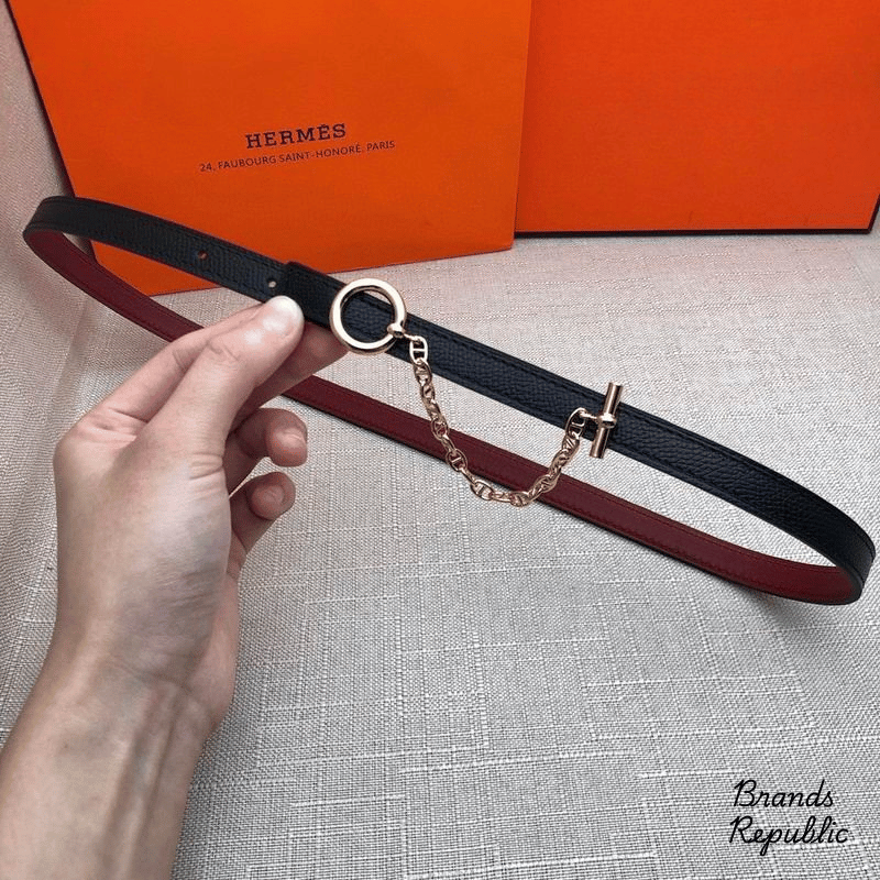 Hermès 13MM Burgundy Carrousel Reversible Belt In Different Buckle Colors