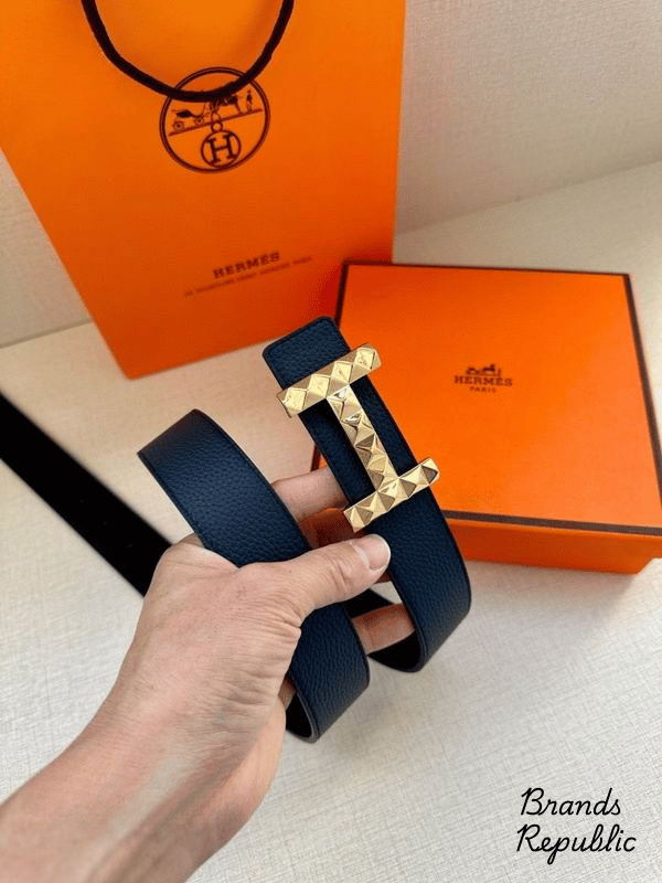 Hermès 34MM H Diamond Guilloche Reversible Belt In Different Buckle Colors