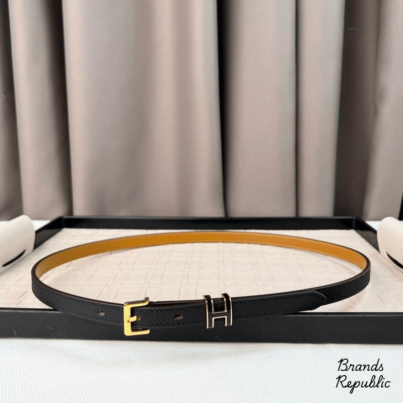 Hermès 15MM Pop H 15 Black Epsom Calfskin Belt In Different Buckle Colors
