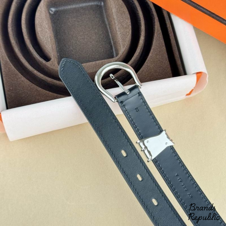Hermès 24MM Ecuyere 24 Black Leather Belt In Different Buckle Colors