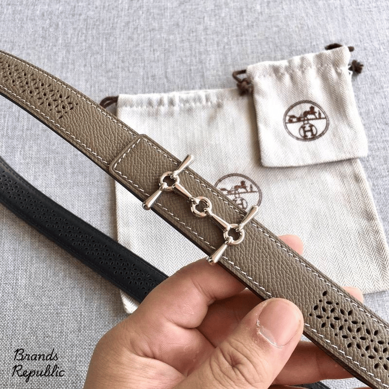 Hermès 24MM Mors H Grey Reversible Belt