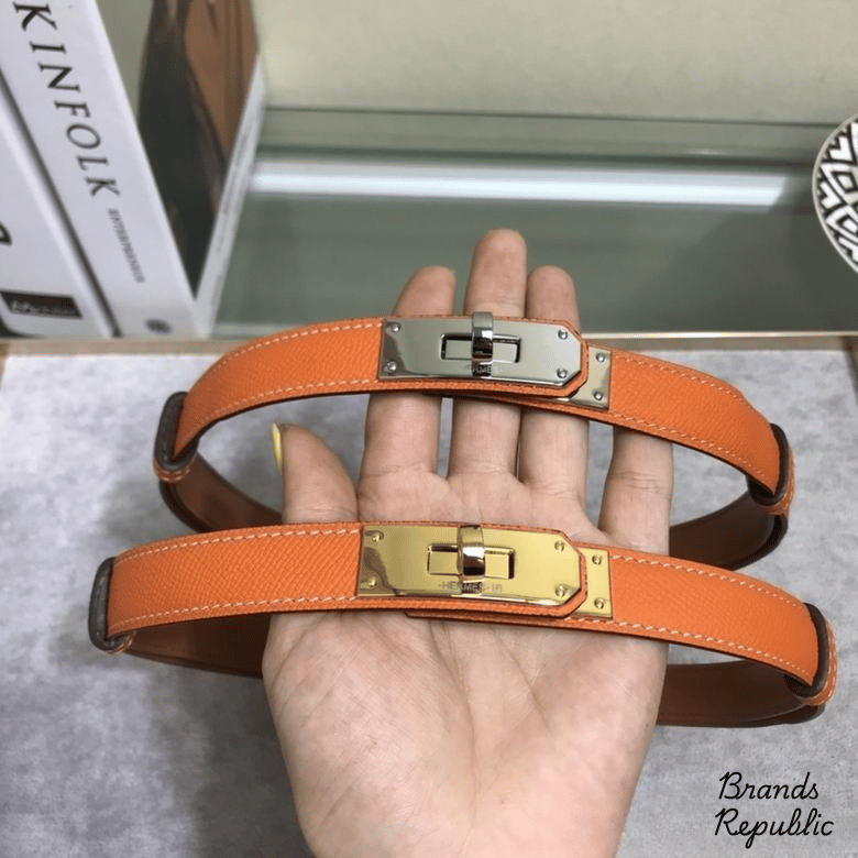 Hermès 25MM Orange Kelly Belt In Different Buckle Colors