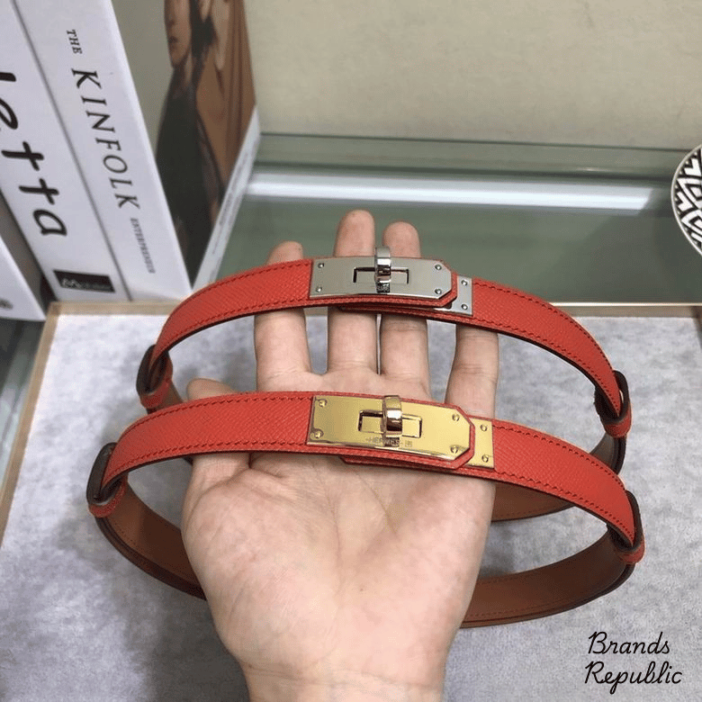 Hermès 25MM Grained Epsom Calfskin Kelly Belt In Different Buckle Colors