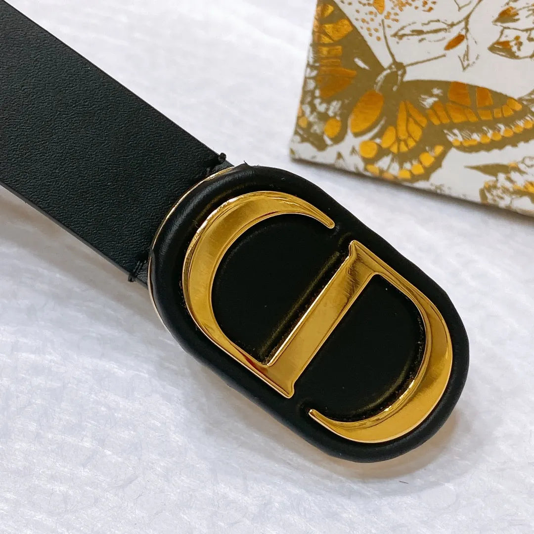 Dior new C D buckle brass calfskin belt