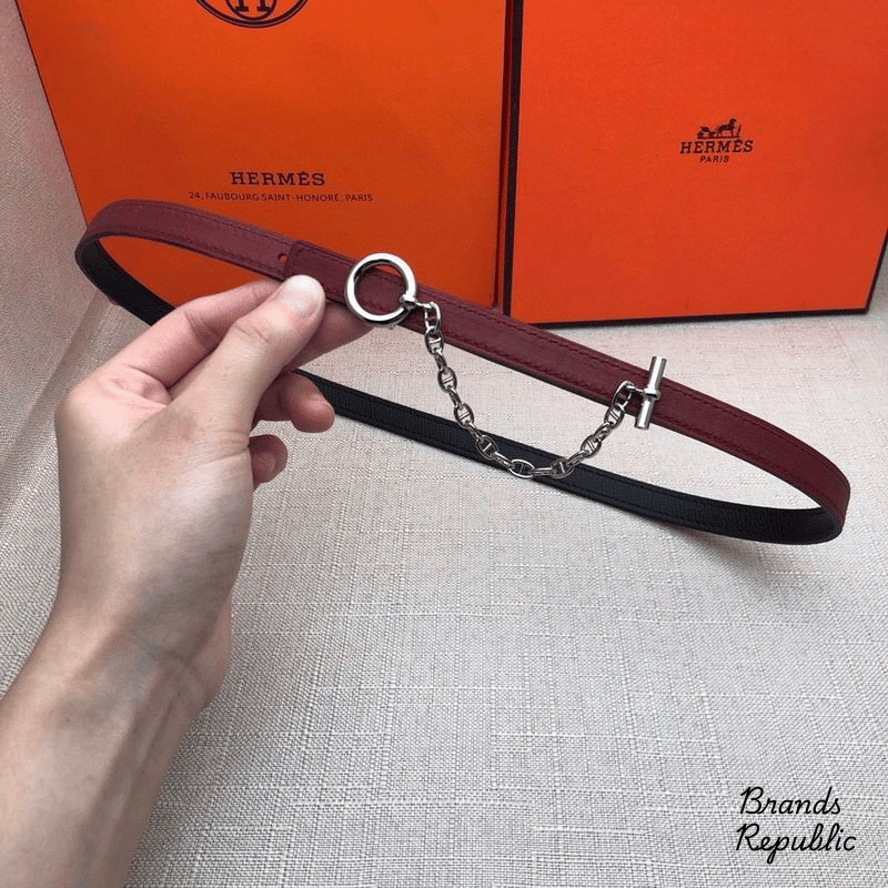 Hermès 13MM Burgundy Carrousel Reversible Belt In Different Buckle Colors