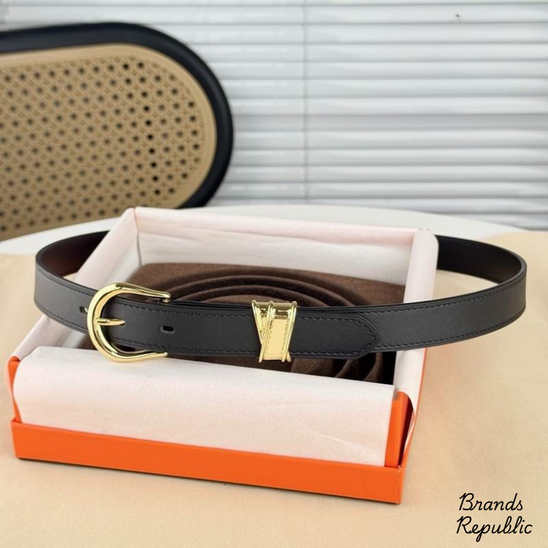 Hermès 24MM Ecuyere 24 Black Leather Belt In Different Buckle Colors