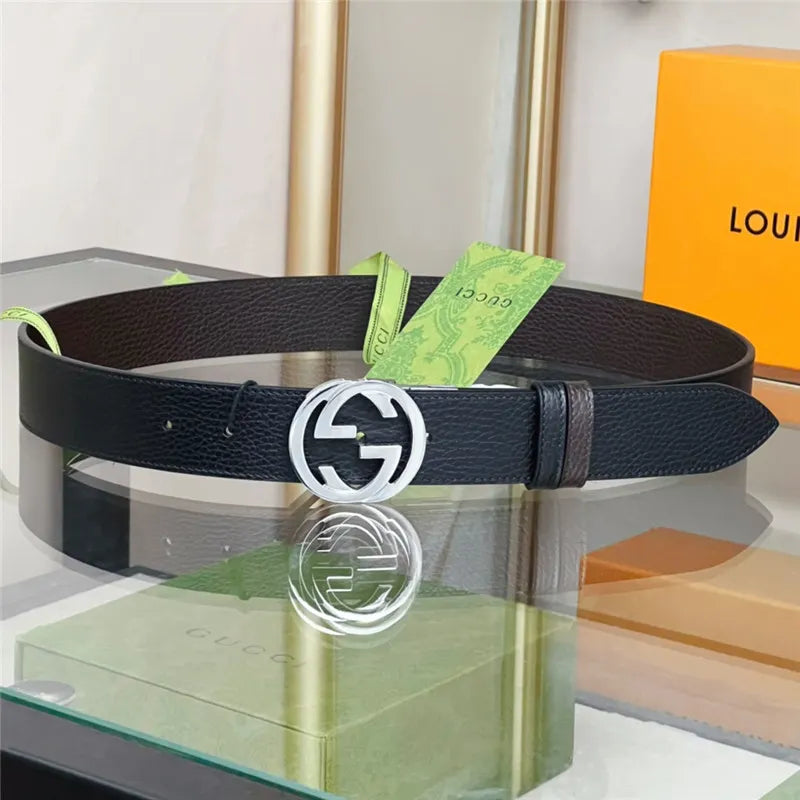 gucci reversible belt in textured leather