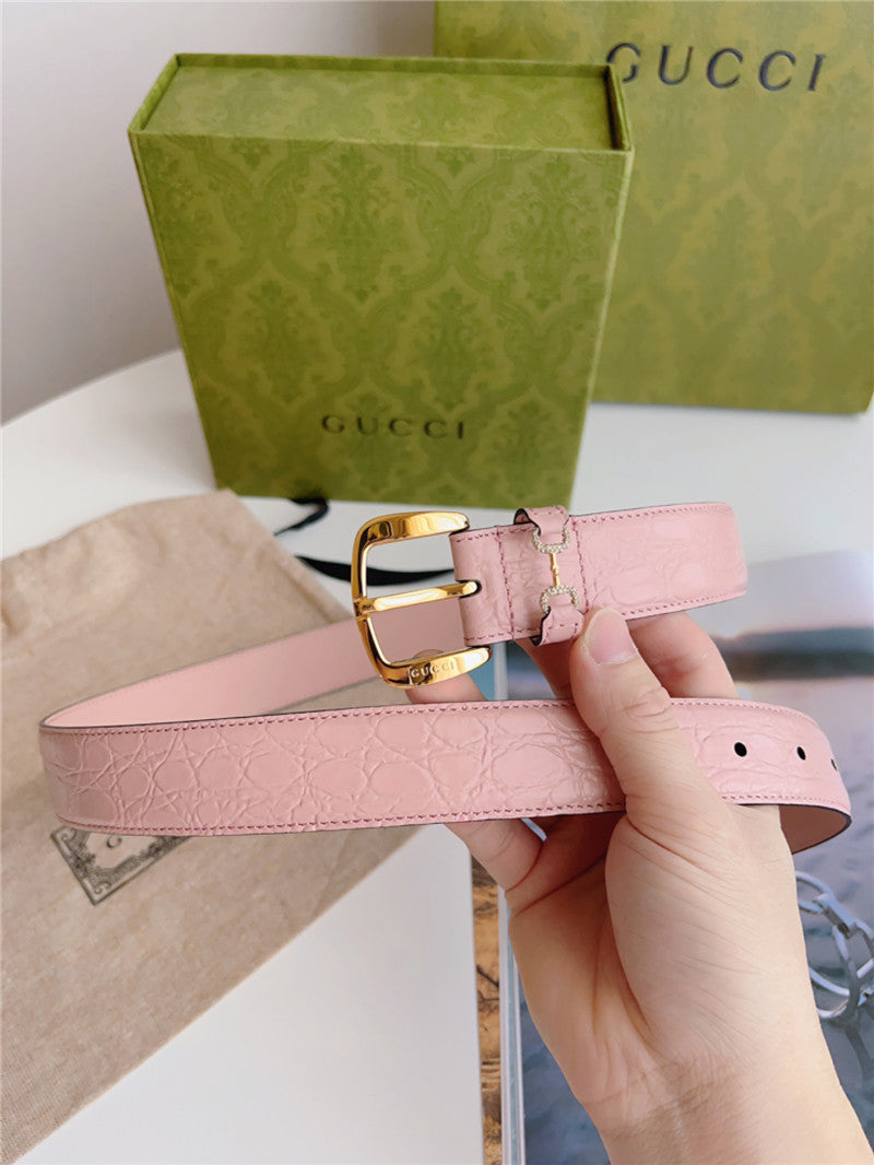 gucci print embossed leather belt