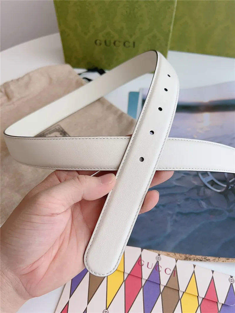 gucci print embossed leather belt