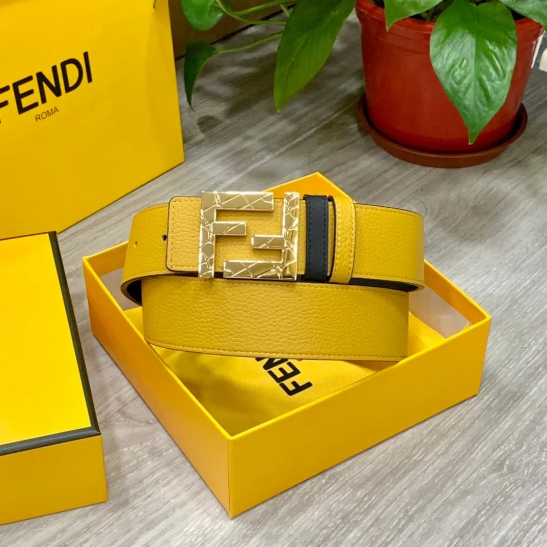 ★FENDI★FFロゴ レザー リバーシブル ベルト★4.0cm