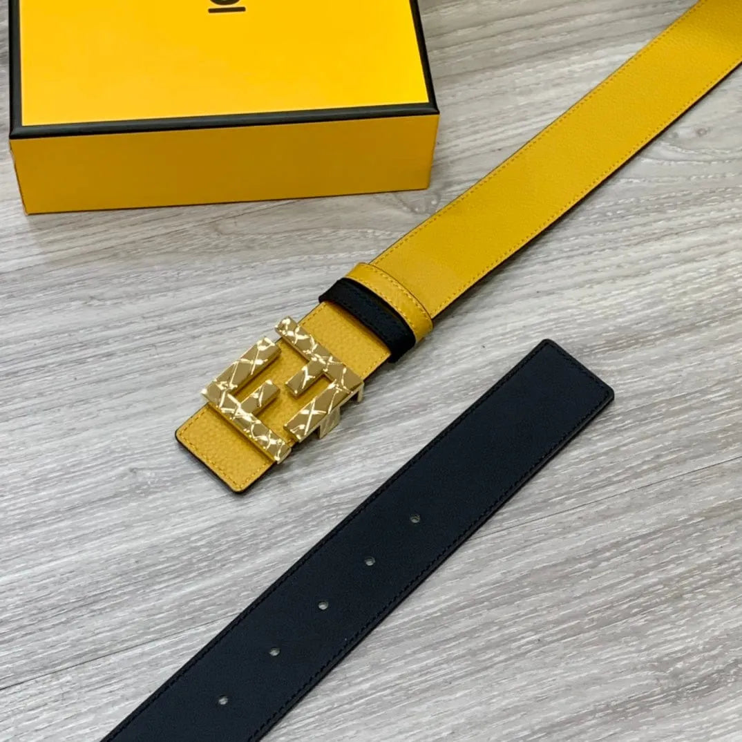 ★FENDI★FFロゴ レザー リバーシブル ベルト★4.0cm