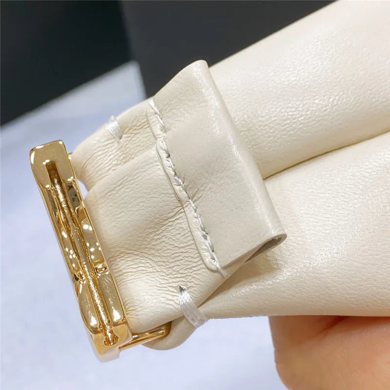 chanel smooth CC brass buckle sheepskin elastic belt