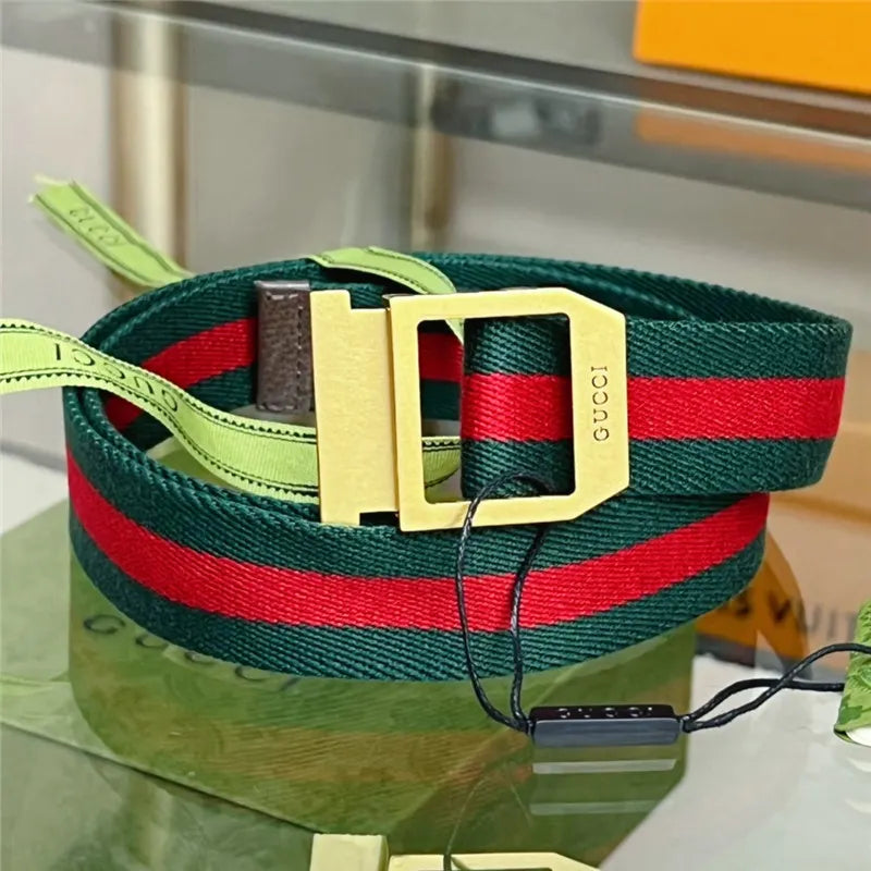 gucci webbing belt with rectangular buckle