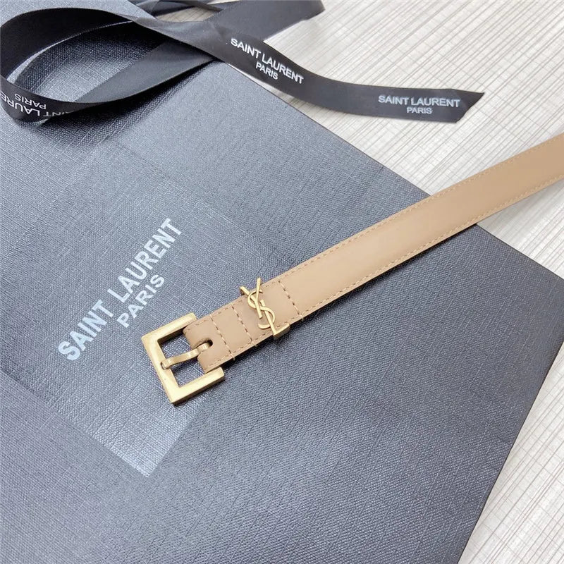 ysl logo leather belt