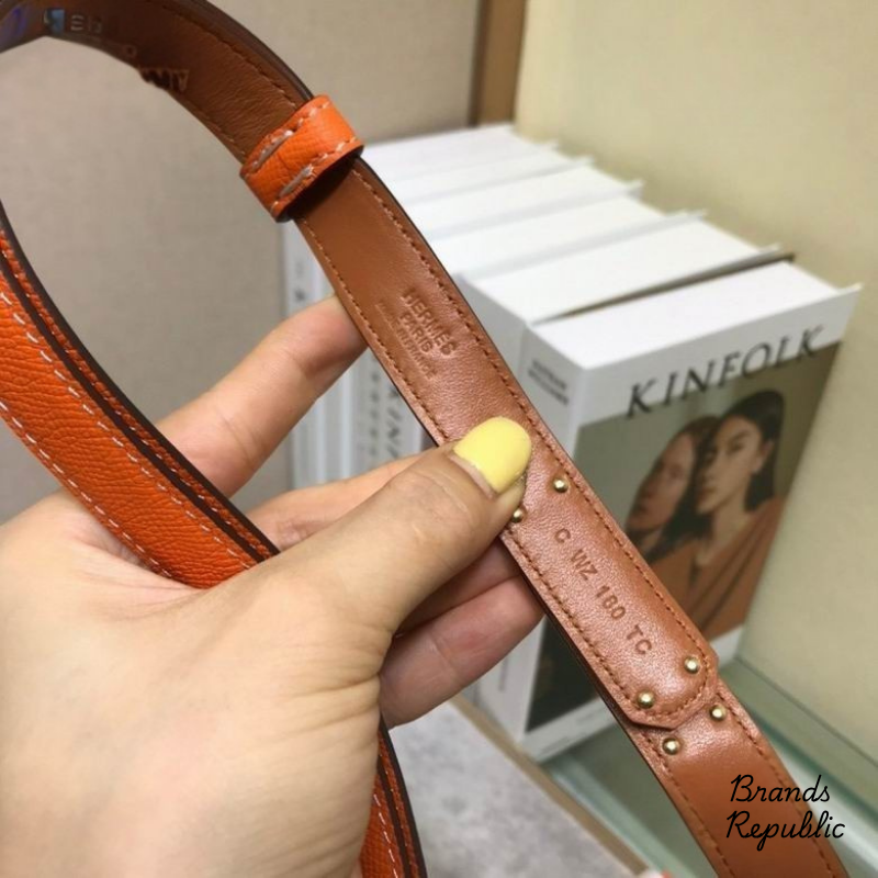 Hermès 18MM Kelly 18 Orange Epsom Turn Lock Buckle Belt In Different Buckle Colors