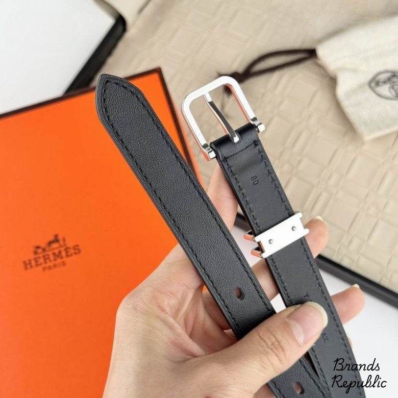 Hermès 20MM Pop H 15 Black Leather Belt With Hardware In Different Buckle Colors