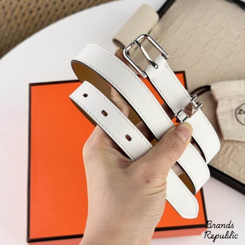 Hermès 20MM Pop H 15 White Leather Belt With Hardware In Different Buckle Colors