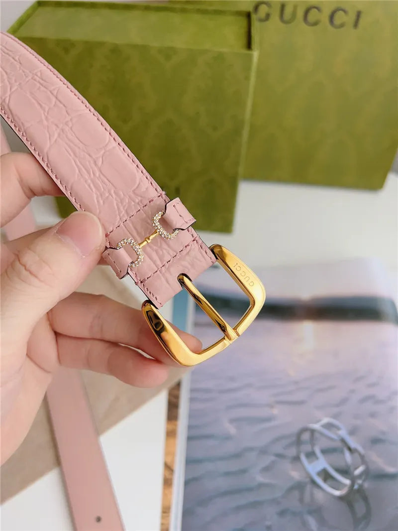 gucci print embossed leather belt