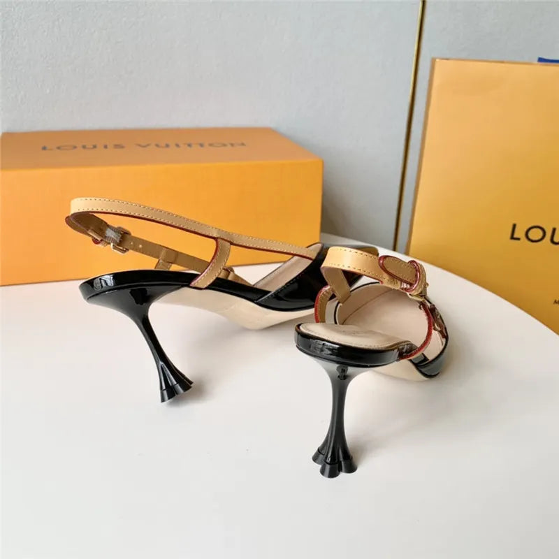 louis vuitton LV flower electroplated heel back high heel sandals