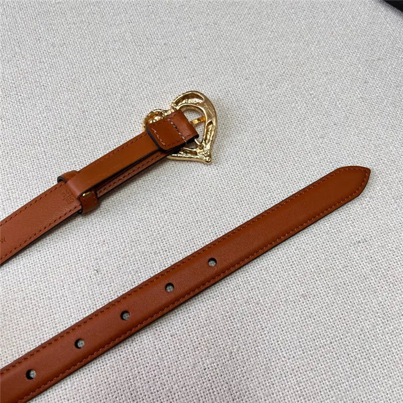 ysl leather heart pin buckle belt