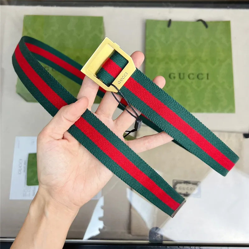 gucci webbing belt with rectangular buckle