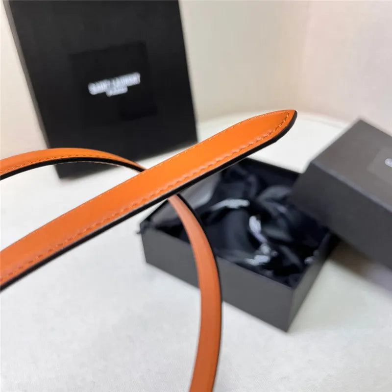ysl leather heart pin buckle belt