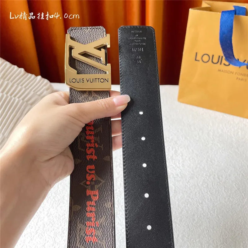 louis vuitton LV classic printed surface with leather belt