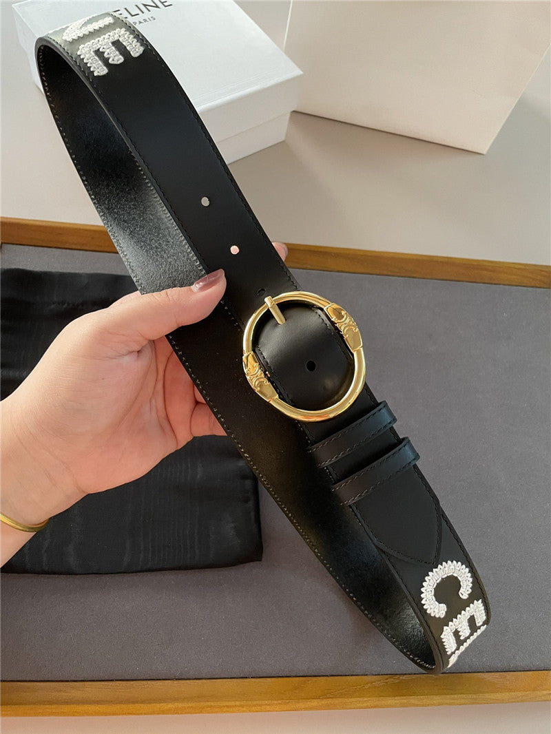 celine embroidered belt in vintage calfskin