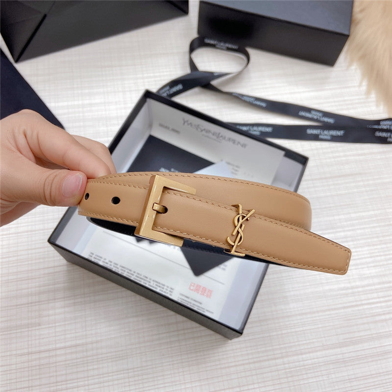 ysl logo leather belt