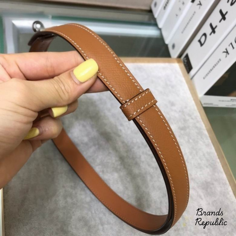 Hermès 18MM Kelly 18 Brown Epsom Turn Lock Buckle Belt In Different Buckle Colors
