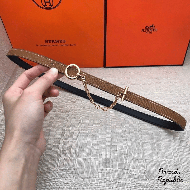 Hermès 13MM Brown Carrousel Reversible Belt In Different Buckle Colors