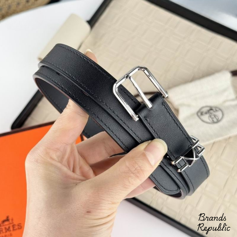 Hermès 20MM Pop H 15 Black Leather Belt With Hardware In Different Buckle Colors