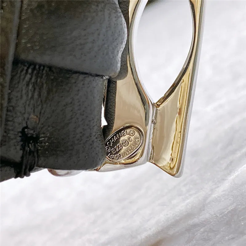 chanel smooth CC brass buckle sheepskin elastic belt