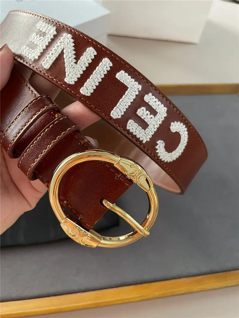 celine embroidered belt in vintage calfskin