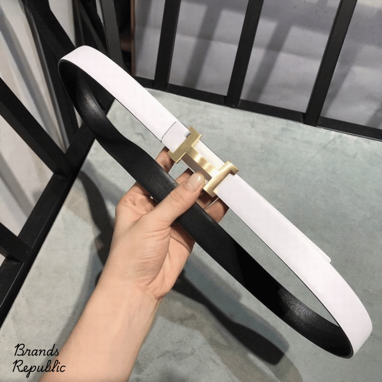 Hermès 25MM White H Logo Buckle Belt