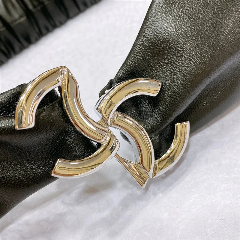 chanel smooth CC brass buckle sheepskin elastic belt