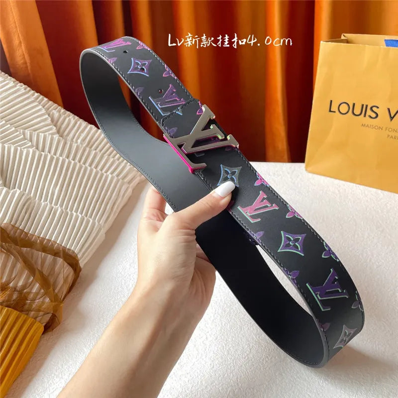 louis vuitton LV classic print with black plain bottom belt