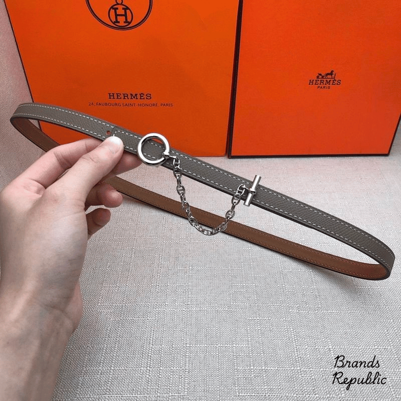 Hermès 13MM Grey Carrousel Reversible Belt In Different Buckle Colors