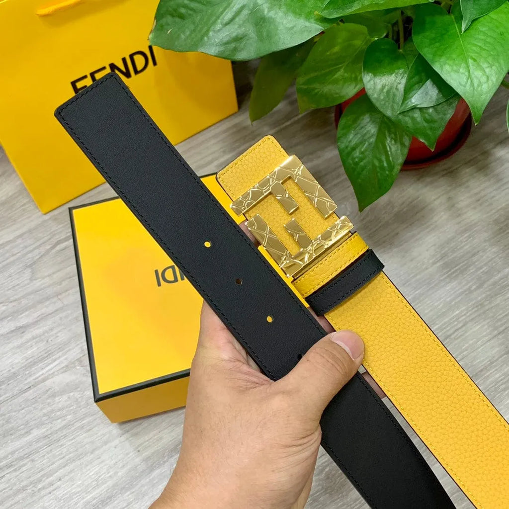 ★FENDI★FFロゴ レザー リバーシブル ベルト★4.0cm