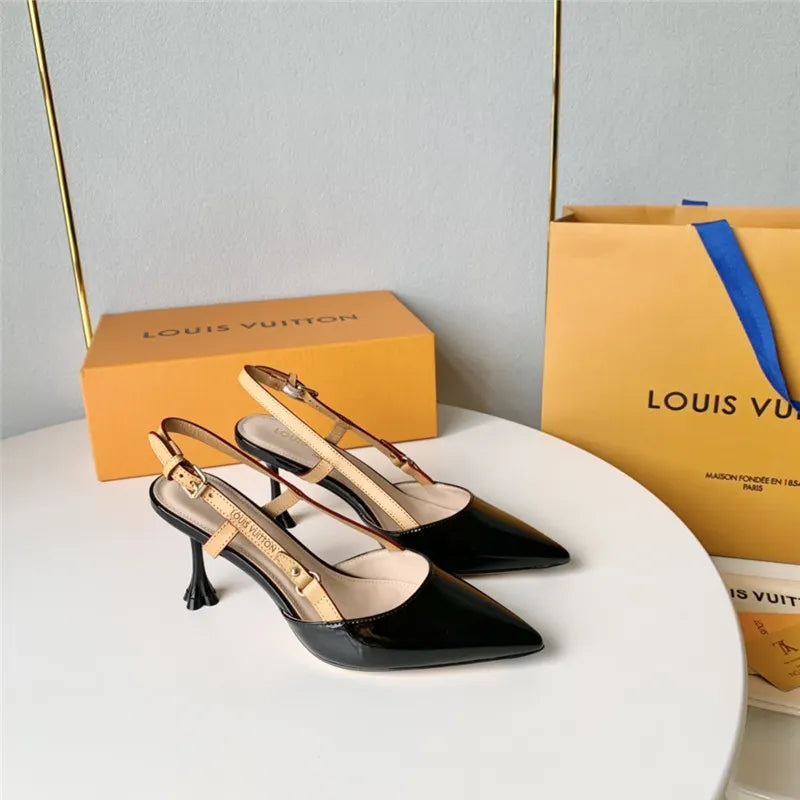 louis vuitton LV flower electroplated heel back high heel sandals