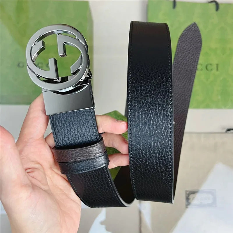 gucci reversible belt in textured leather