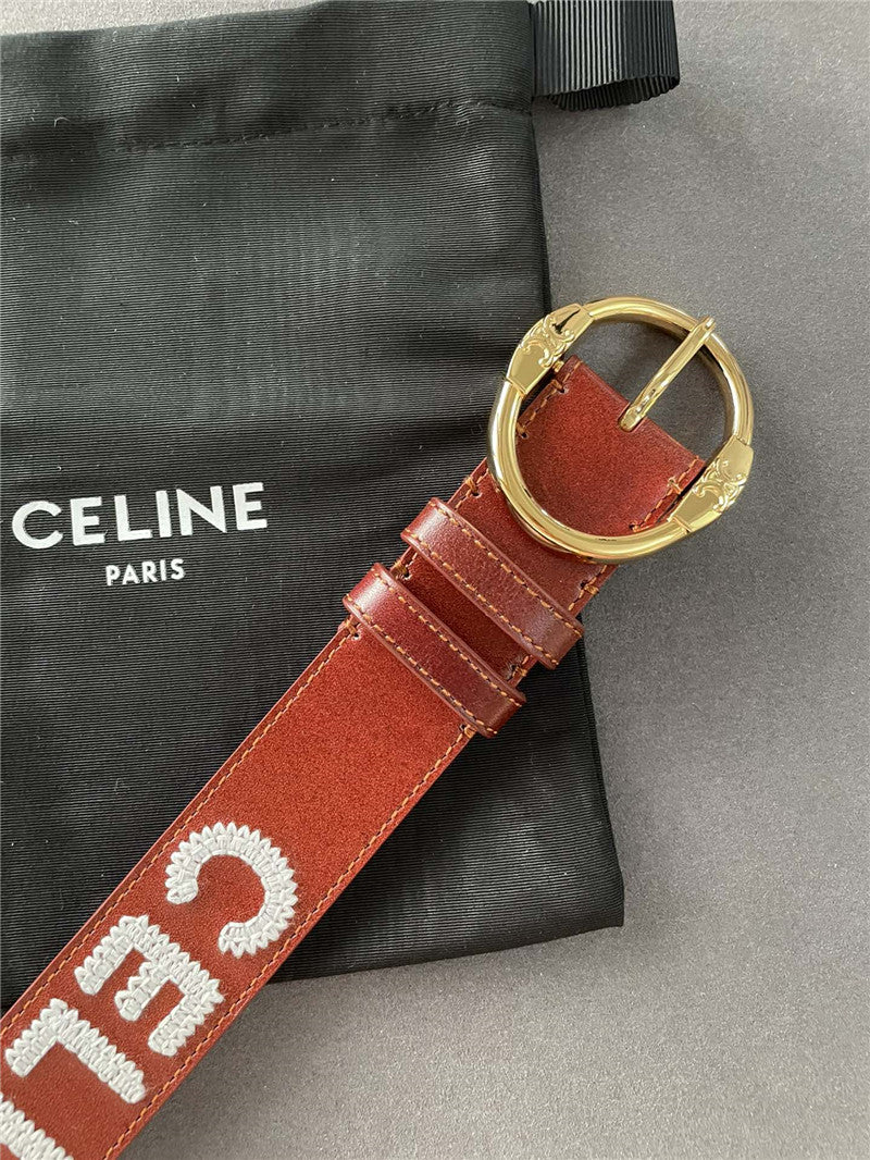 celine embroidered belt in vintage calfskin