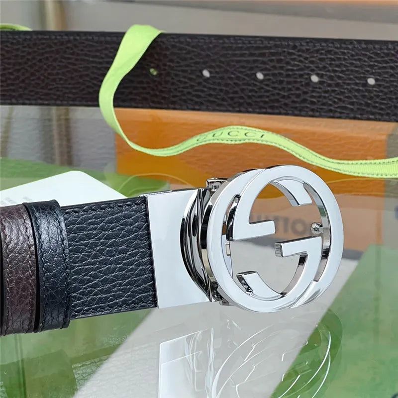gucci reversible belt in textured leather